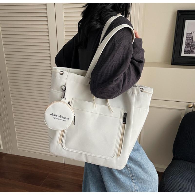 Canvas bag women's large-capacity new summer versatile casual shoulder bag college student commuting tote bag