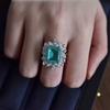 Europäischer & Amerikanischer S925 Sterling Silber Ring mit 10*12 Smaragd-Schliff Paraiba Blauer Stein für Damen