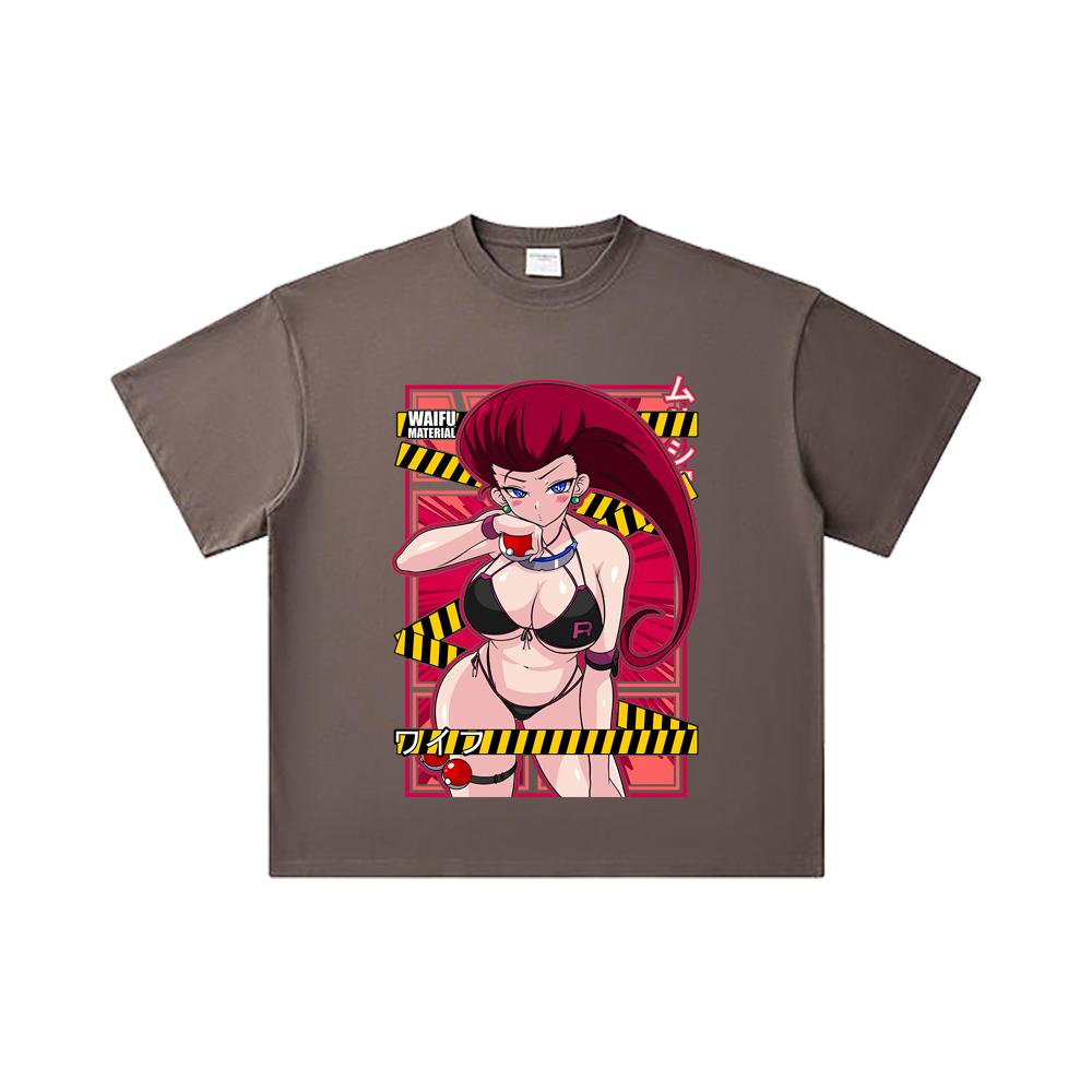 260 GSM Double Yarn 32 Count 100% Cotton Pokemon V14 Jessie Waifu Print Unisex Heavy Cotton T Shirt