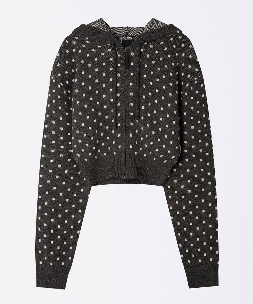 SCULPTOR Snowflake Knit Zip-Up Gray