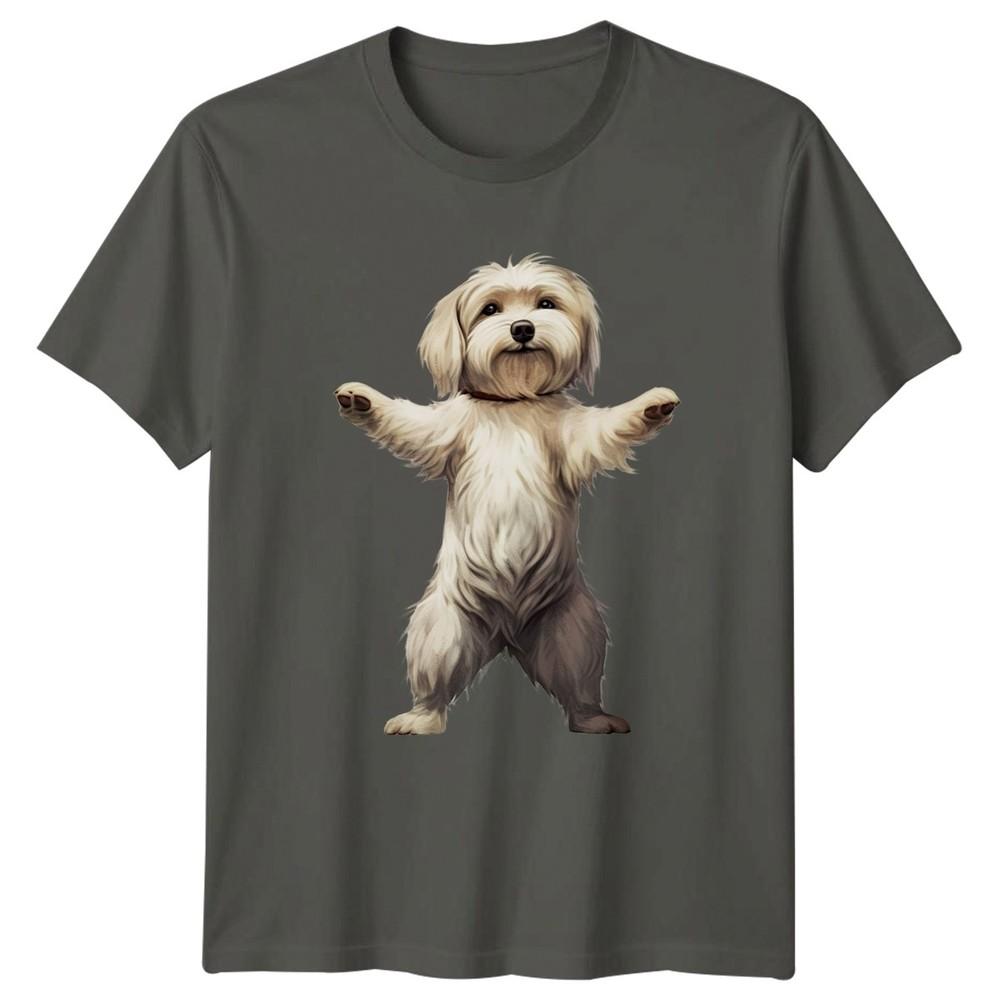 Fluffy Dog Standing Dogs Animals Unisexs Unisexs Graphic Tee Unisex TShirt S