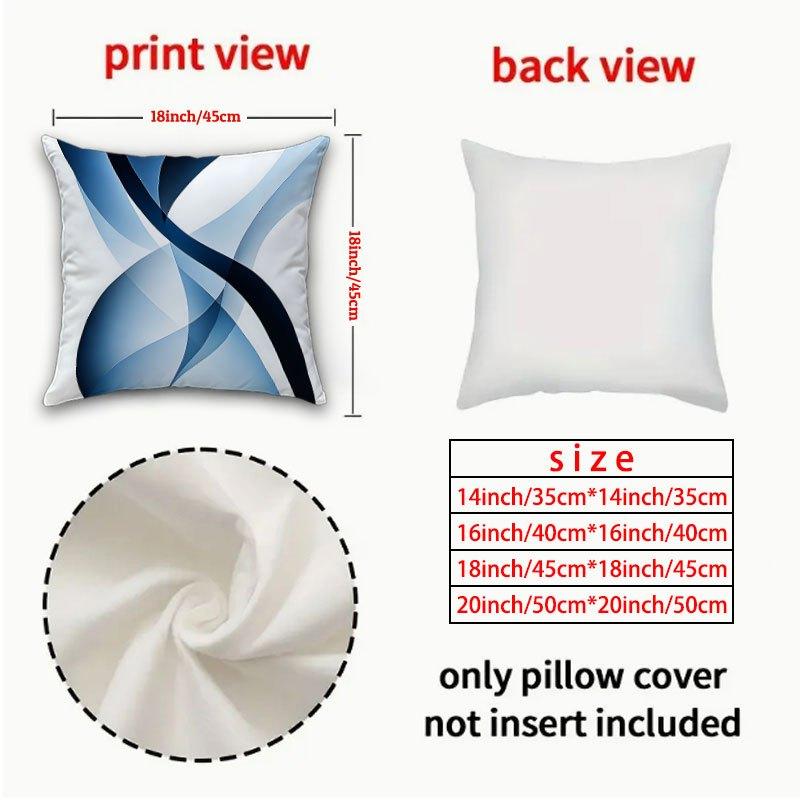 Abstract Blue and White Curved Pattern Printing Pillow Cover Short Plush Suitable Living Room Bedrooms Sofas Throw Cushion Cover