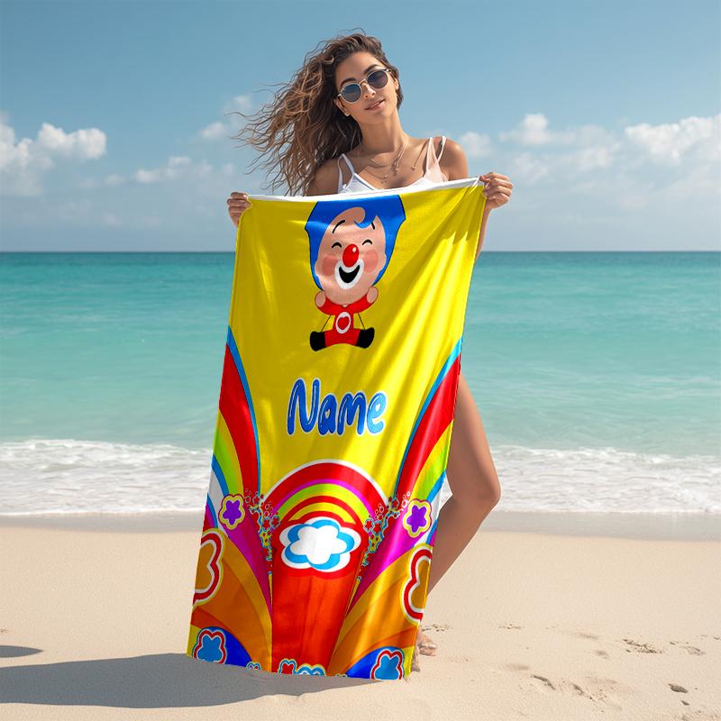 Personalized customized proof beach towel with plim plim pattern - soft, absorbent,quick-drying,perfect swimming,camping&bathing