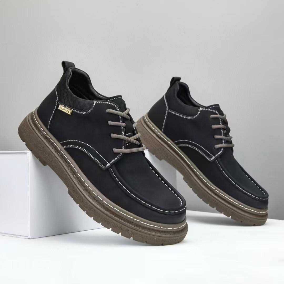 

Мужские кожаные ботинки Удобная весенняя обувь Мужские мотоциклетные ботильоны Мужские оксфорды Зимняя обувь Мужские рабочие ботинки Mart 43 чёрный