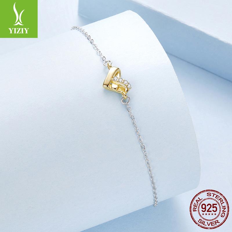 S925 Sterling Silver Shining Love Anklet Simple Classic Fashion Heart Anklet Jewelry