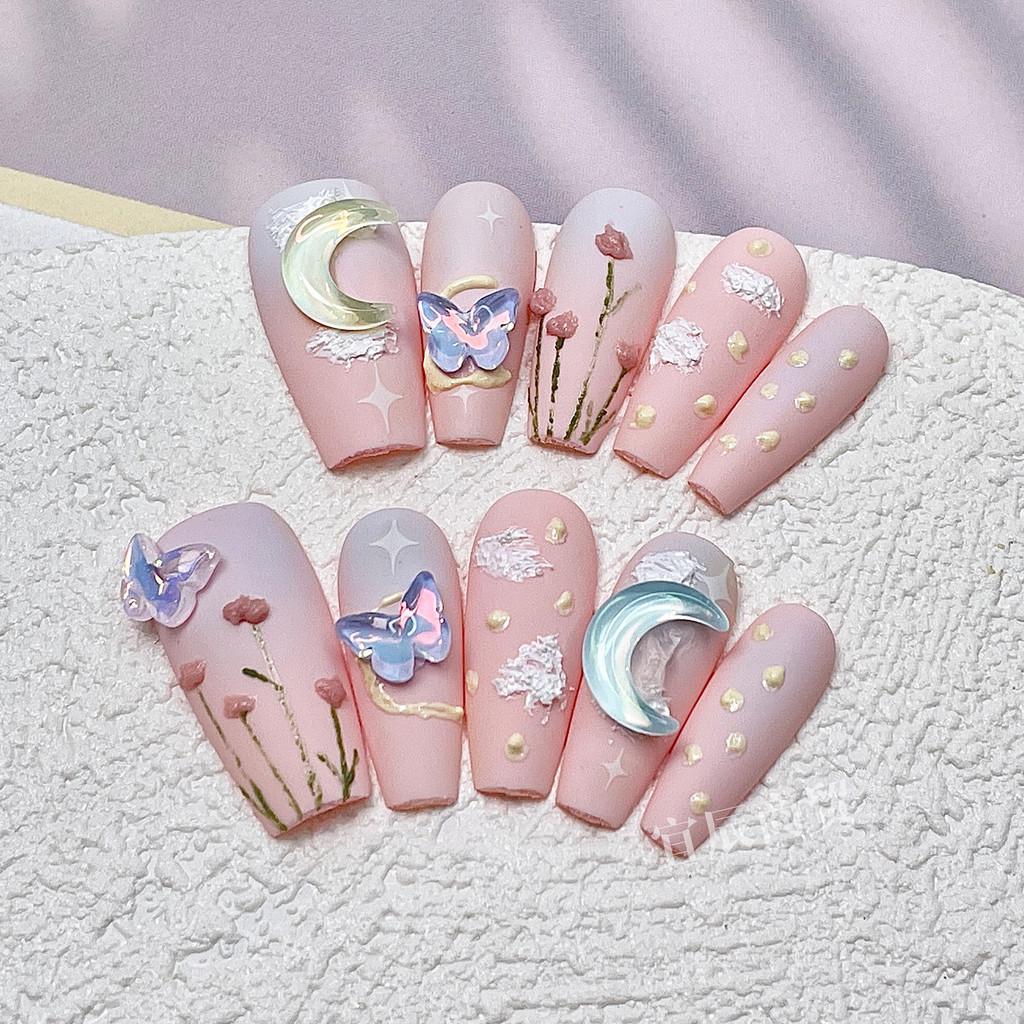 

Artificial Butterfly Nail Moon Manicure Wearable Nails Reusable And Removable M
