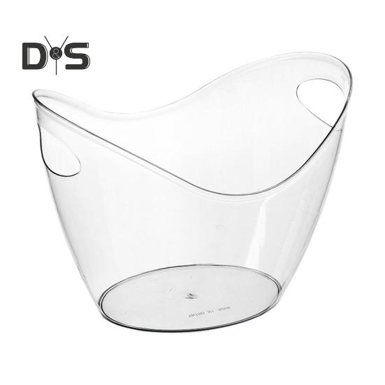 

Ведро для льда, ведро для вина с ручками, 4 литра, прозрачная пластиковая емкость для напитков, переносной контейнер для хранения льда для вина, шампанского, пива чистый