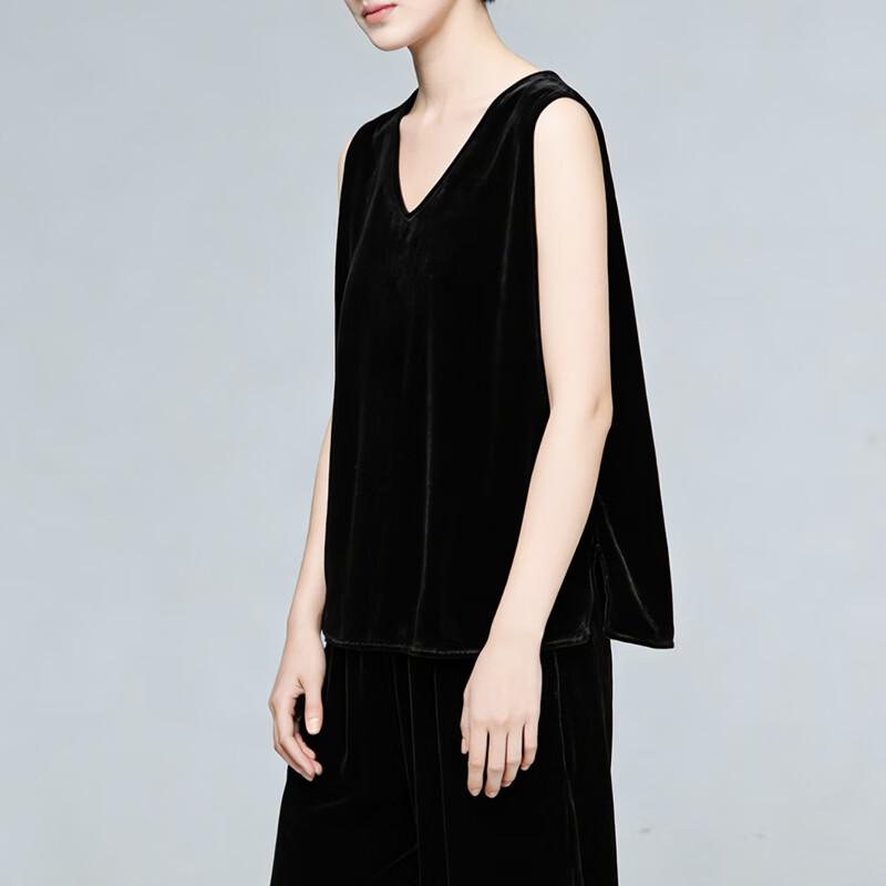 Women's Mulberry Silk Velvet V-Neck Sleeveless Top