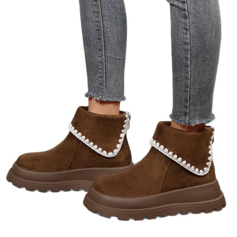 Wildleder Stiefeletten Damen Herbst neu vielseitig dicksohlig erhöht Übergröße Martin Boots