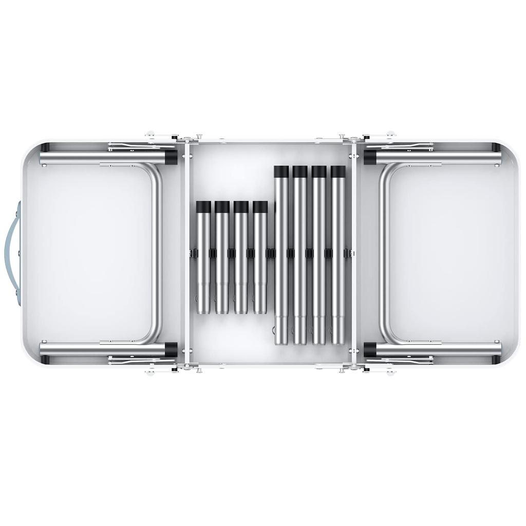 Anbte Camping Folding 90cmx40cm 3 Adjustable Height Aluminum Folding Table Camping Table Portable Picnic Table Table with Storage Mesh and Bag for