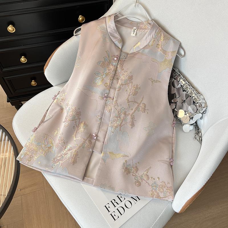 

Весенний жилет жилет со стойкой воротником женский весенний ретро улучшенный жилет новый топ XXXL [Recommended 138-75kg] розовый