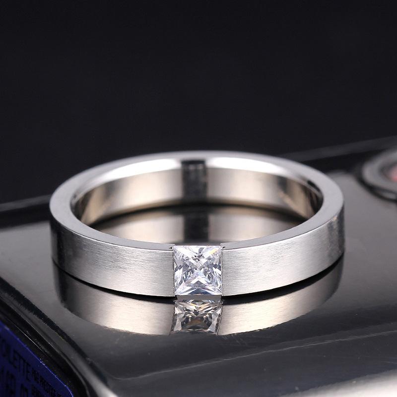 

Titanium Steel Rings for Women Frosted Scratched Free Minimalist Silver Color Zircon Ring Men Fashion Jewelry Wholesale KBR180 12
