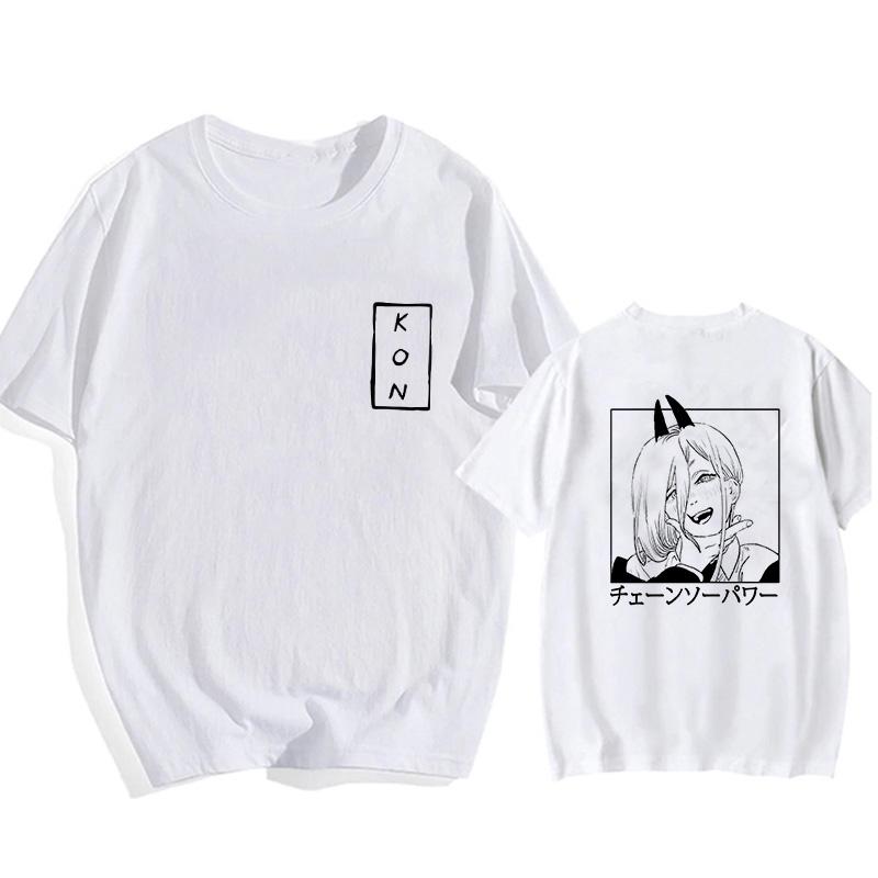 Anime Chainsaw Man T-shirt Pochita Cartoon Harajuku Wrangler Pattern Men's T-shirt Casual Manga T-shirt