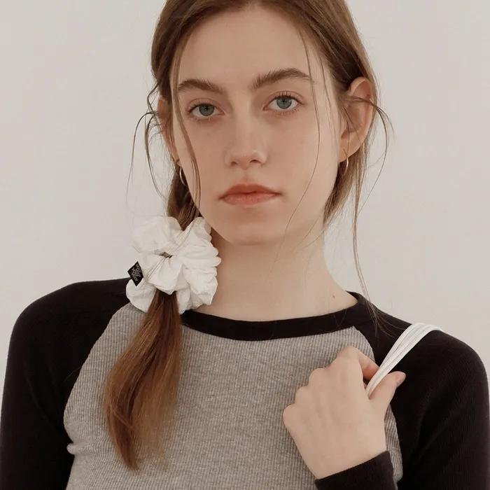 Flower Jacquard Scrunchie_Medium_White