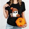 Cute-Ghost-Pumpkin Spice Fall Halloween Design Graphic T-Shirt Oversized Tee for Women Unisex Wear Blouse Spooky Season Gifts