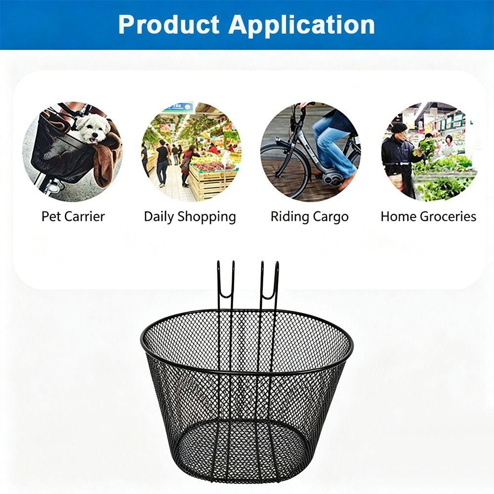 Black Bike Front Basket Iron E-Scooter E-bike Basket New Rear Hanging Basket