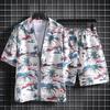 Men's Floral Short-Sleeve Shirt Set - Casual Hawaiian Beachwear for Couples