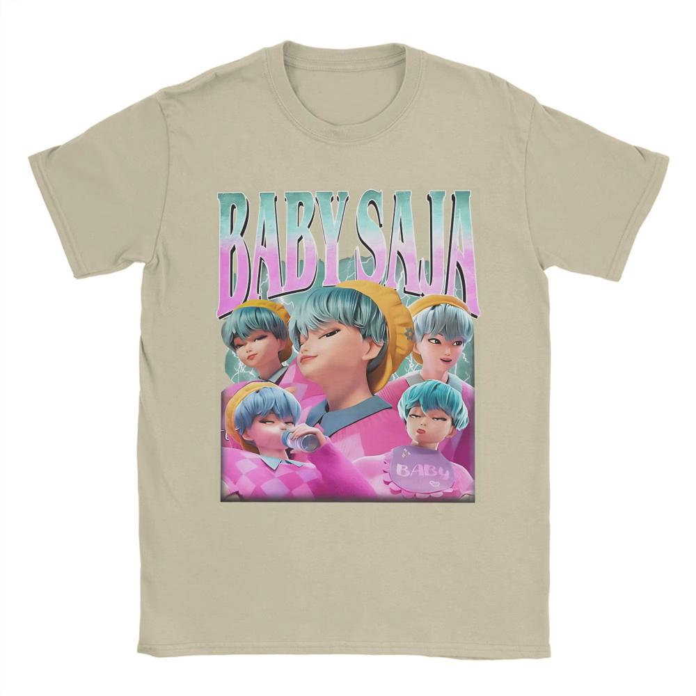 Baby Saja Retro Kpop Demon Hunter Villain Pure Cotton Men Women T Shirts for Couple Summer Awesome Loose Short Sleeve Clothing