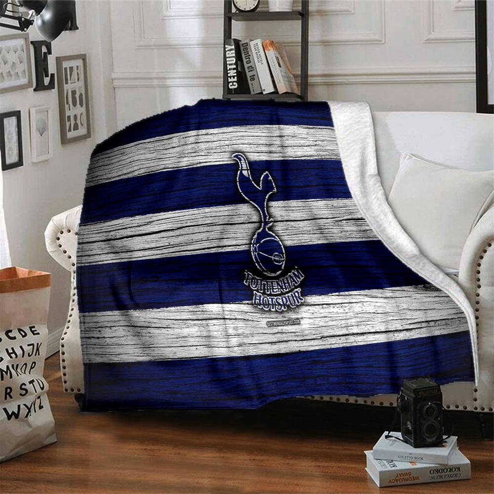 Tottenham Wappen Design Flanelldecke, Weiches Polyester, Modernes Design, Ganzjahres- für Camping, Reisen, Geschenke für Feiertage oder Geburtstage