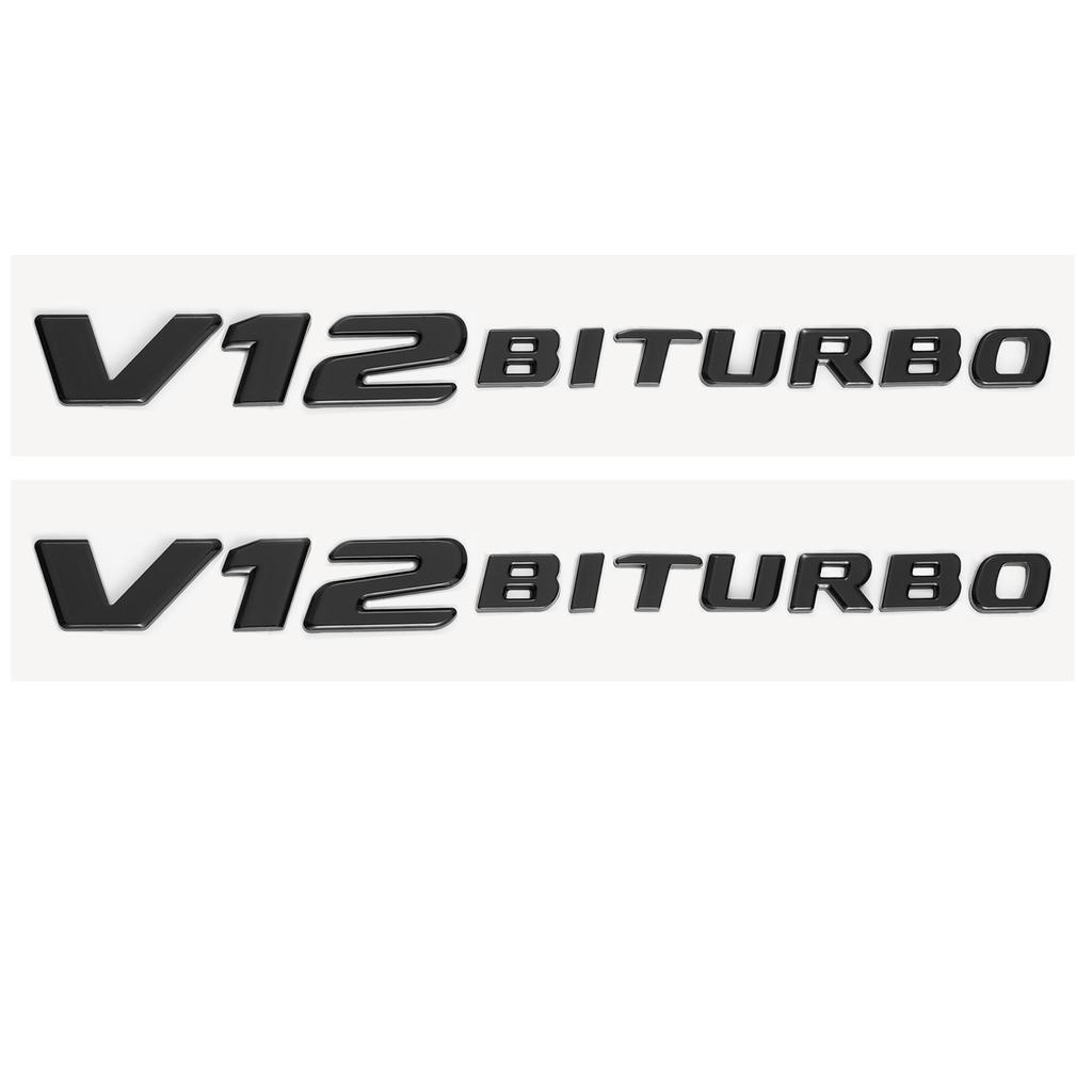 Letter Emblem for Mercedes Benz AMG V12BITURBO V8 BITURBO 4MATIC+ Car Styling Fender Logo Sticker Chrome Black Red