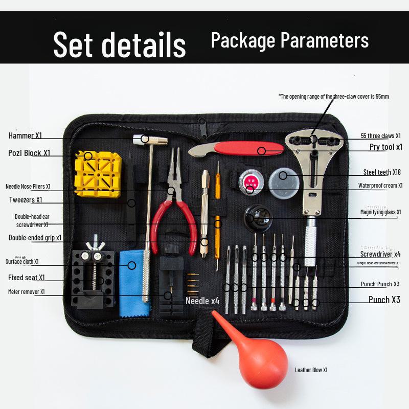 147-Piece Watch Repair Tool Kit: Strap Change, Cover Removal, Cleaning & Maintenance