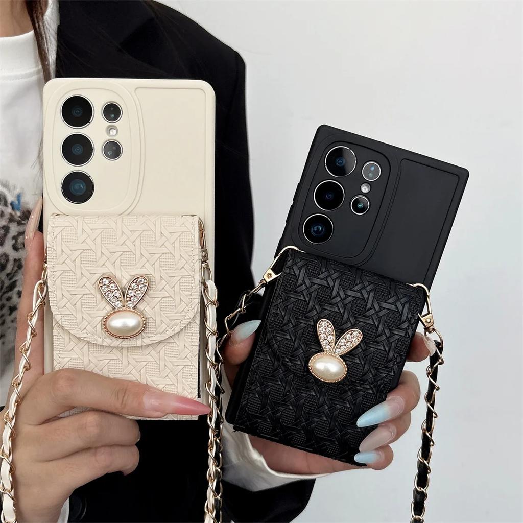 Custodia in Pelle a Tracolla per Telefono Samsung S26 S25 Ultra S24 S22 Plus S21 S23 FE A57 A17 A07 A56 A26 A36 A16 Borsa Portafoglio Copri Carte
