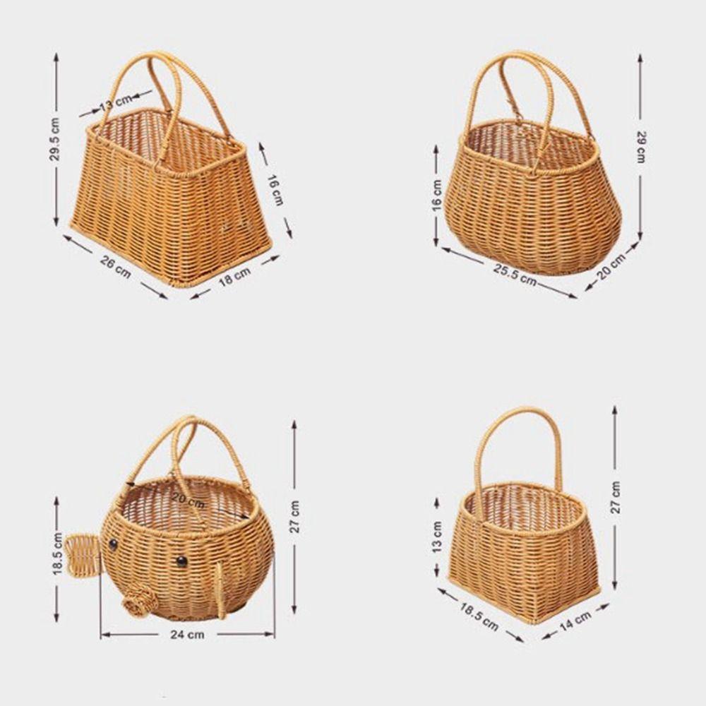 New Portable Imitation Rattan Woven Basket Handwoven 5 Styles Bread Fruit Tray Storage Basket Sundries Organizer