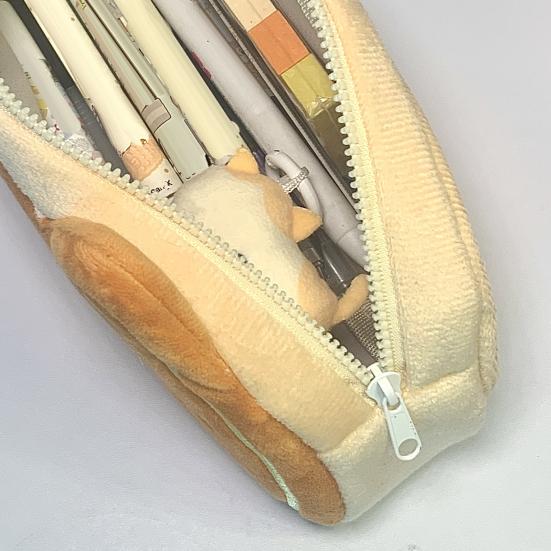 Plüschkatze Federmäppchen Niedliches Tier Federtasche Große Kapazität Schreibwarenbeutel Reißverschluss Leichtgängig Geräumiger Stifteorganizer