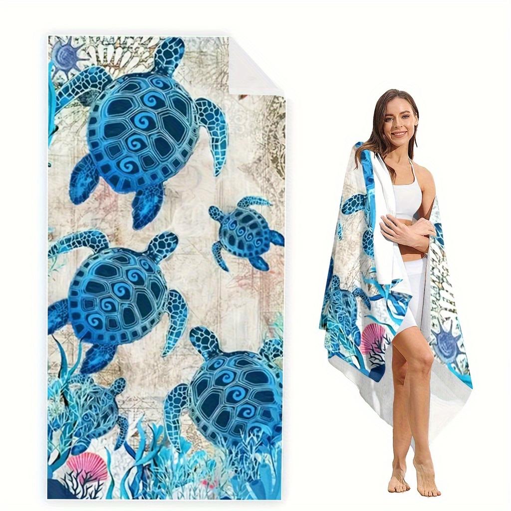 Exquisite Turtle Print Summer Beach Towel, Ideal for Vacation Pool Beach Men Women