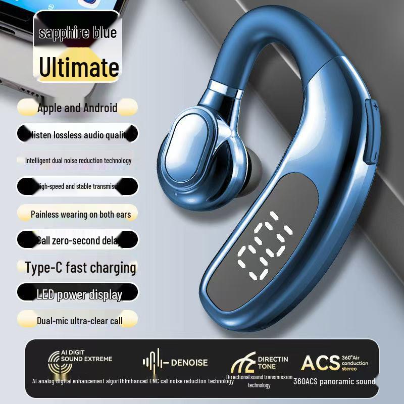 2025 Wireless Bluetooth Single Ear Hook Headphones for Driving, Compatible with Huawei, Vivo, Apple, Oppo, and Xiaomi