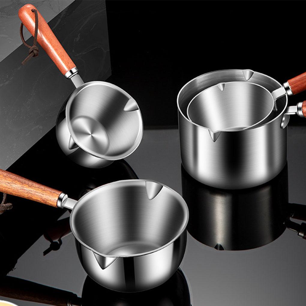Double Button Stainless Steel Pot Comfortable Grip For Effortless Pouring Milk Pan Saucepan Milk Pot