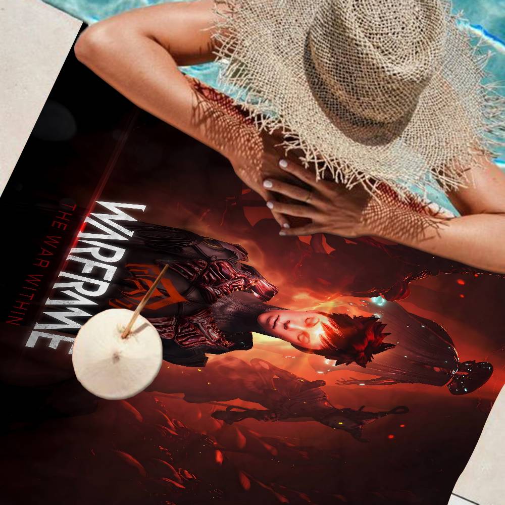 Warframes Gamer Anime Beach Swimming Towel Soft Absorbent Washcloth Children's Gifts For Kids Travel Camping Gym