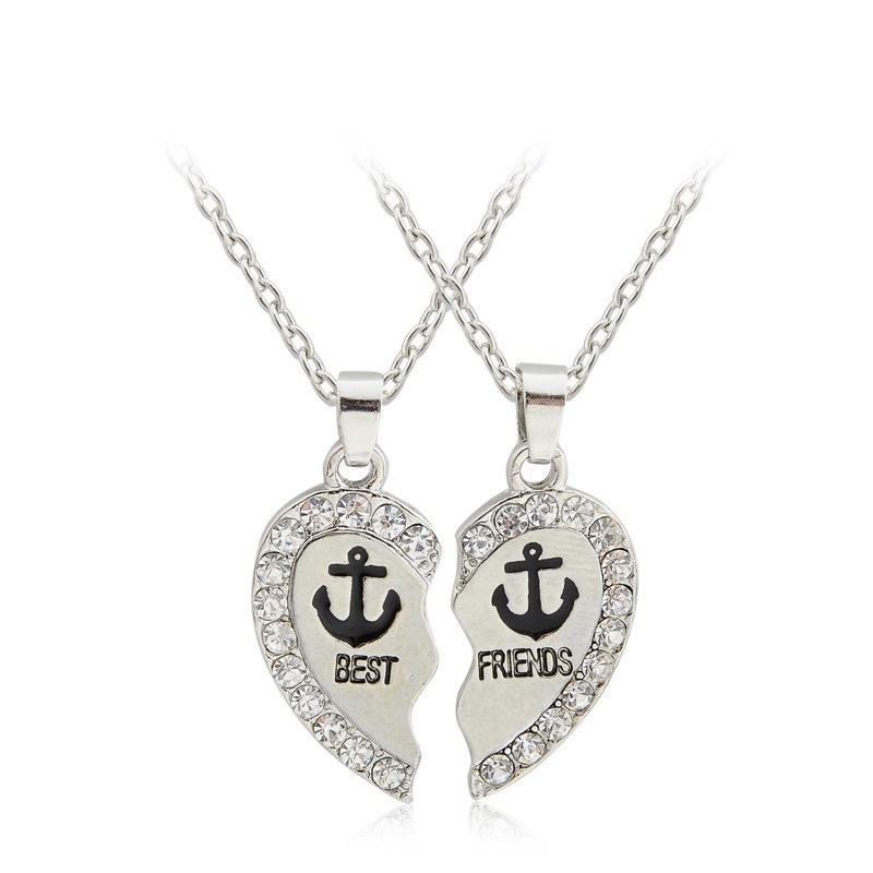 Set 2 Collane Amicizia Con Incisione – Ciondoli Cuore E Panda Con Strass Per Migliori Amiche – Regalo BFF