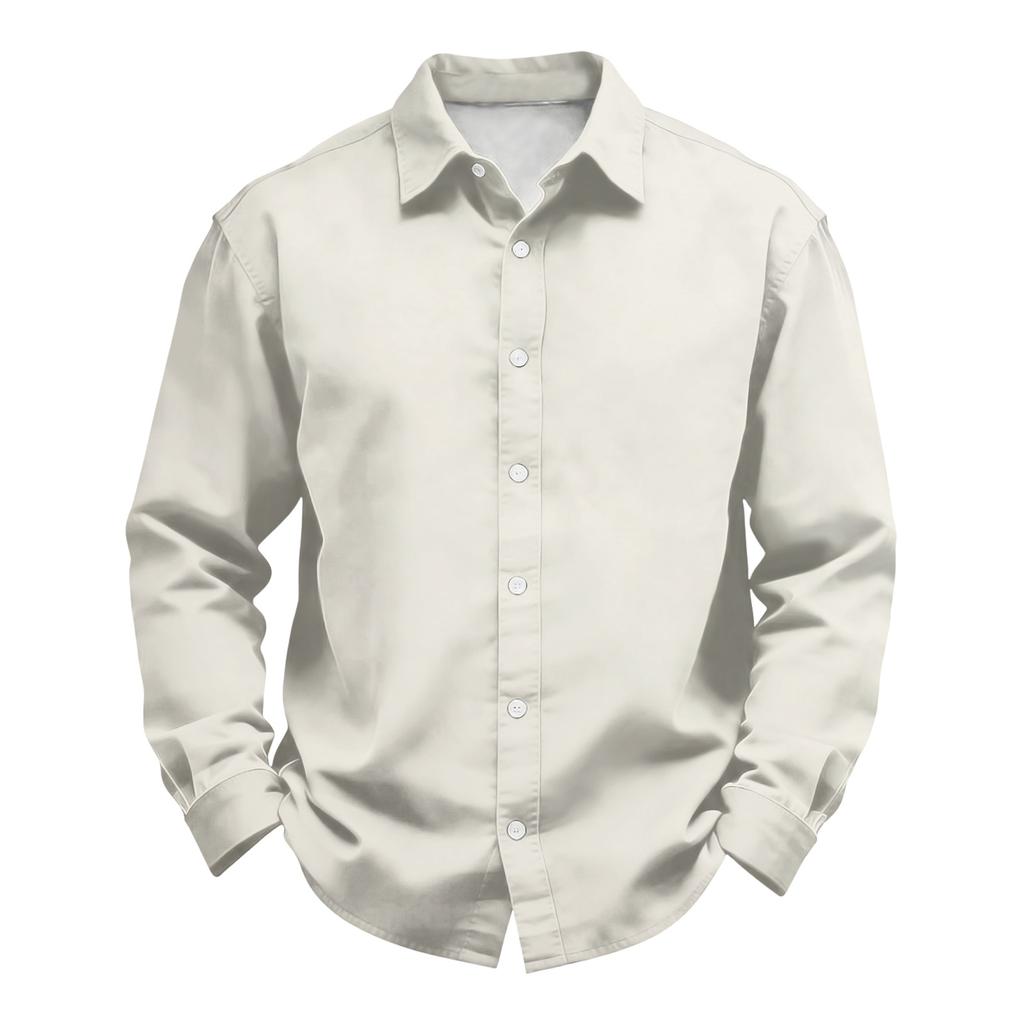 Men's Loose Fit Long Sleeve Button Down Shirt Vintage Casual Versatile Breathable Top for Commute Outdoor Daily Wear