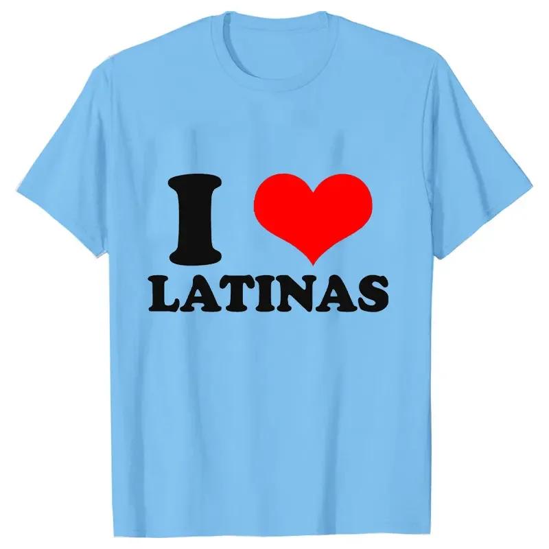 T-shirt for Men I Love Latinas Men Tops Casual Clothing Vintage Sportswear I Heart Latinas Design Oversized Clothes Trend Tshirt