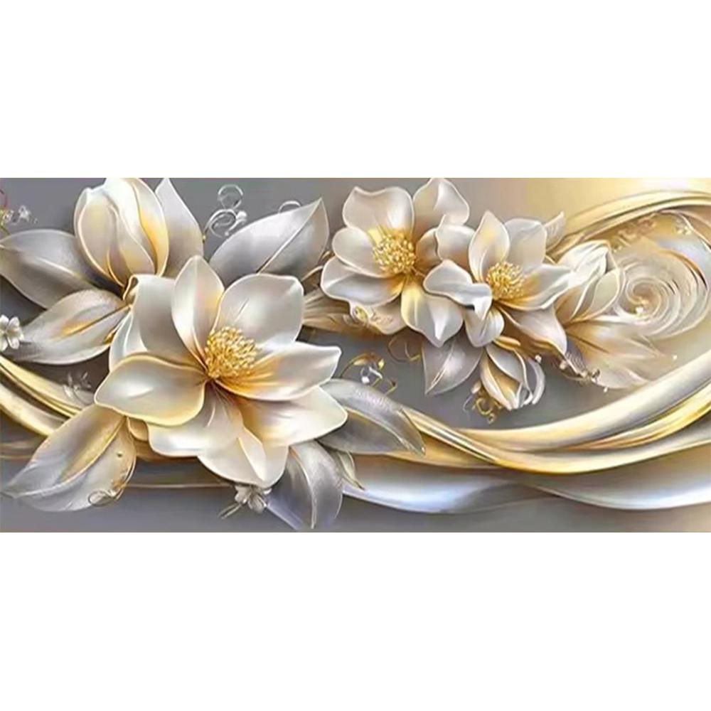 

Большой размер Мозаика Сделай сам Полные наборы для алмазной живописи Искусство Абстрактные цветы Вышивка крестом Стразы round 30x60cm белый