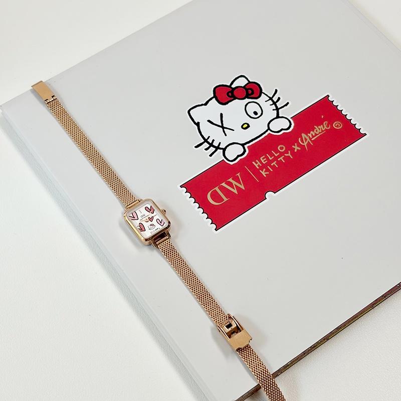 DANIEL WELLINGTON Europäische und amerikanische Uhren ×| Hello Kitty × André Uhr Quarzwerk Farbiges Zifferblatt Damenuhr Kollaboration Hell DW00502007