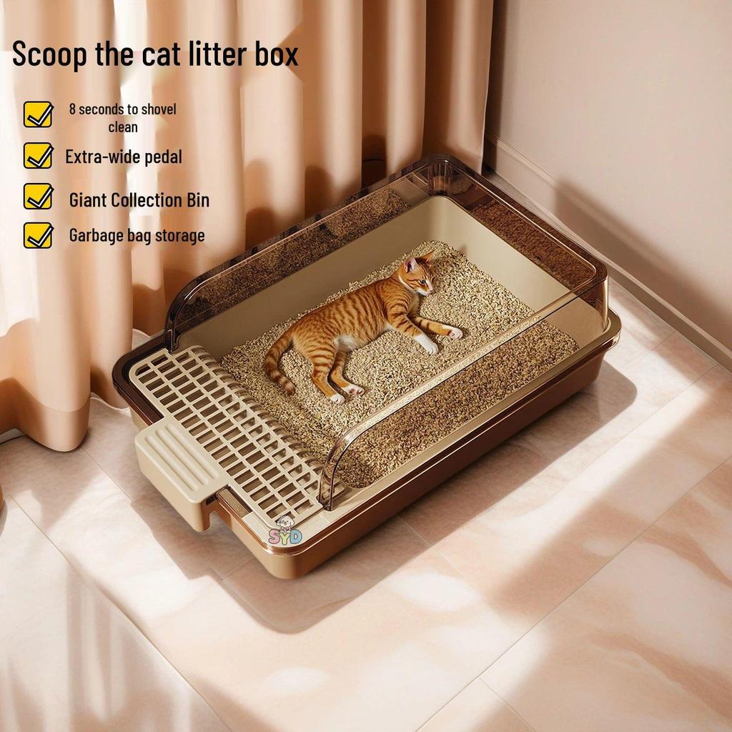 Große Anti-Spritz-Katzenklo-Box mit hohem Rand, Verdicktes Design zur Vermeidung von Streu-Tracking