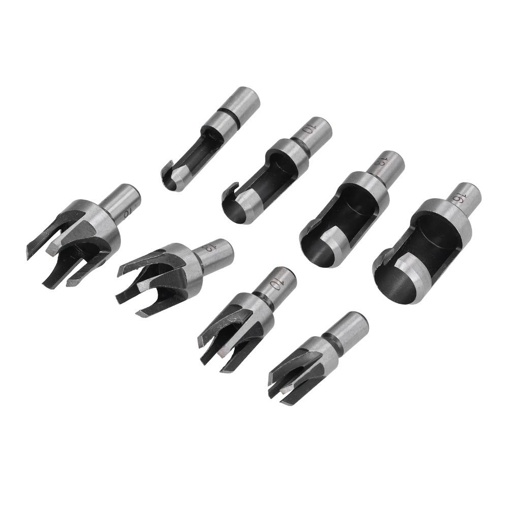 8pcs Straight and Tapered Taper Wood Plug Cutter Drill Bit Set Woodworking Drilling