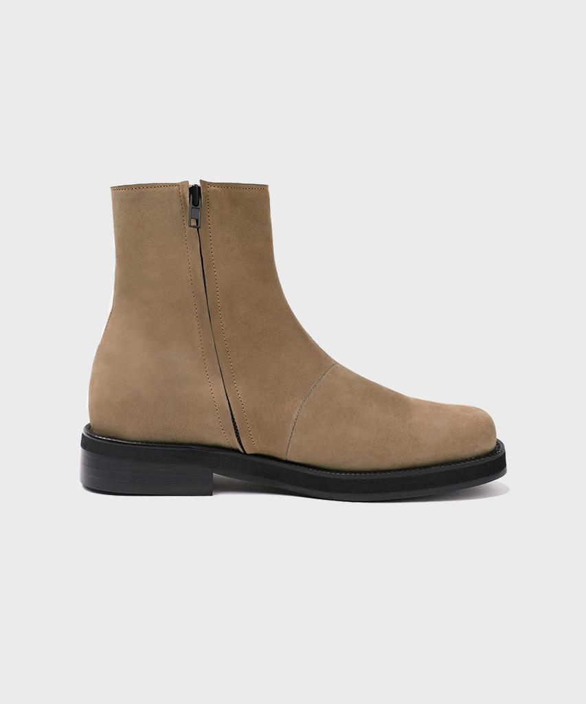 Firenze Atelier [Vibram] Nobo_Bold Shape Hidden Zip-Up Boots 3500 [Beige Nubuck]