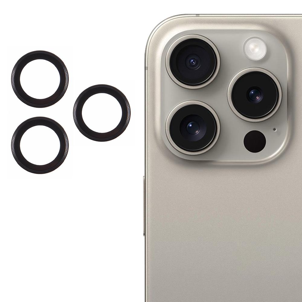 

Для iPhone 16 Pro/16 Pro Max Захисник об єктива камери Гальванізована AR металева рамка+Загартоване скло Плівка для об єктива Black