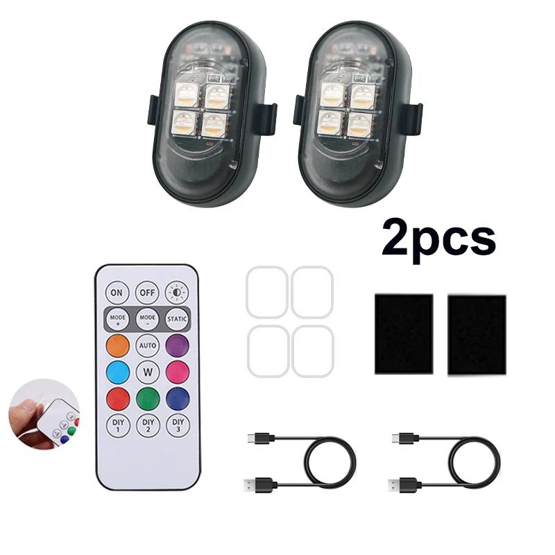 

2/4/6pcs Wireless Remote Control LED Strobe Light for Car Motorcycle Drone Scooter Anti-collision Warning Lamp Flash Indicator