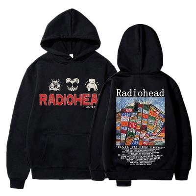 Radiohead Vintage Print Mikina s kapucí Unisex Dámský Bavlněný Pulovr Hip Hop Rocková kapela Hail To The Thief Music Album Mikiny s kapucí