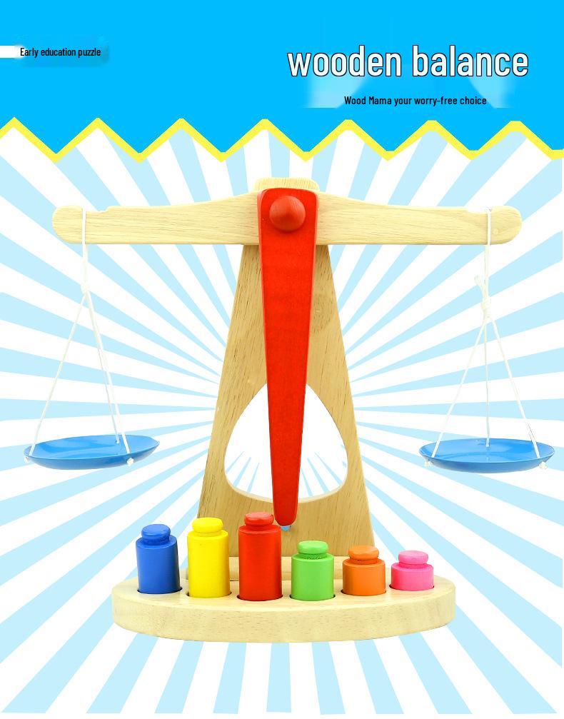 Wooden Balance Scale Toy for Early Learning: Teaches Babies Balance Principles, Ages 0.5-3 Years