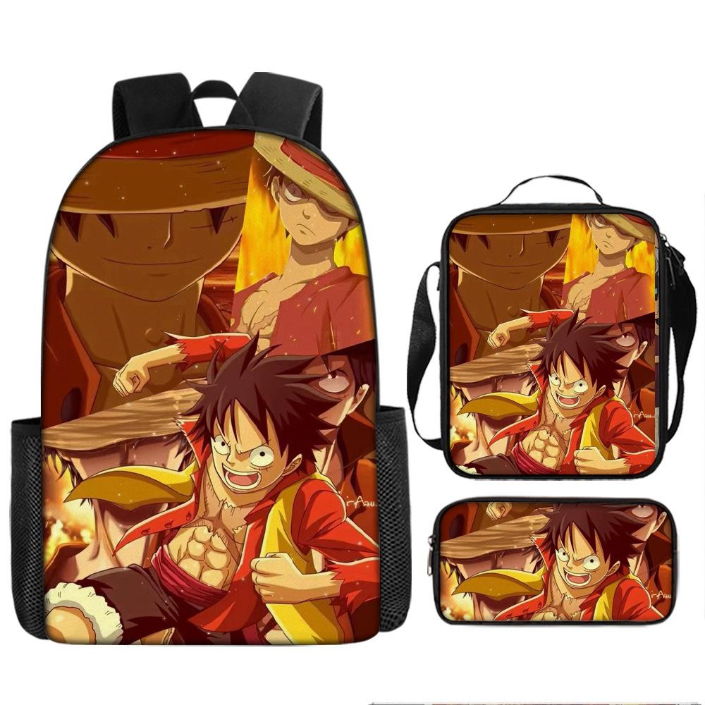 Animation ONE PIECE schoolbag three-piece play peripheral backpack large capacity middle school student outdoor campus computer bag