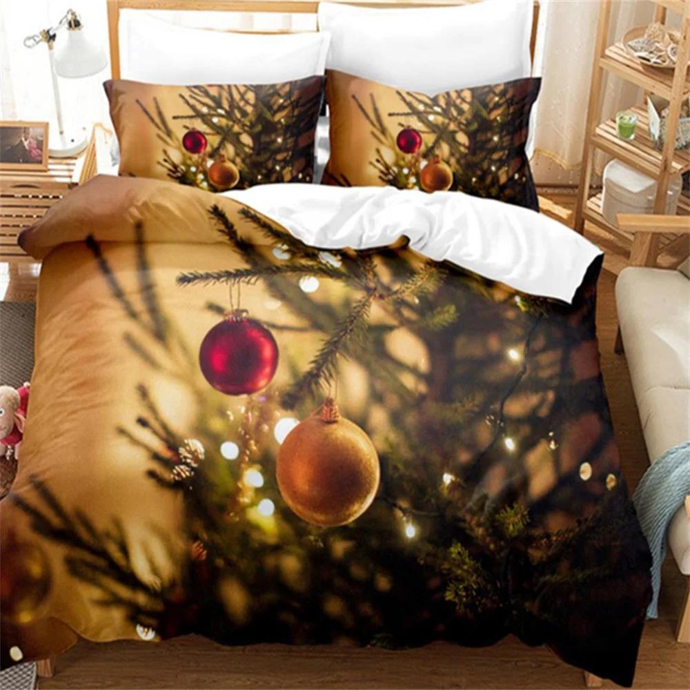 Jul Ruter God Jul Tre Dynetrekk Twin King Festival Julenissen Reinsdyr Sengetøy Sett Polyester Dyne For Voksne Hjemmedekor