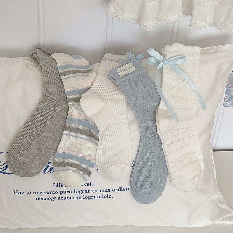 

Women s Summer Thin Ballet-style Bow Lace Boneless Tube Pile Socks 1 pair