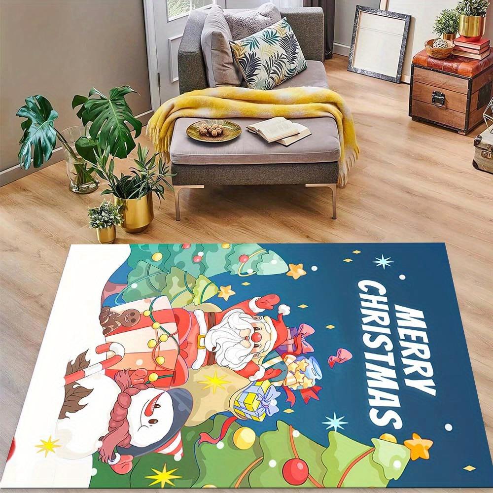 1pc 3D Christmas Cat Rug Non-Slip Machine Washable Carpet Floor Mat Doormat for Living Room Kitchen Bathroom Festive Home Decor