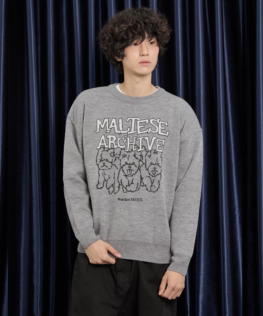 WAIKEI Maltese Archive Line Graphic Knit Ver.2 Gray
