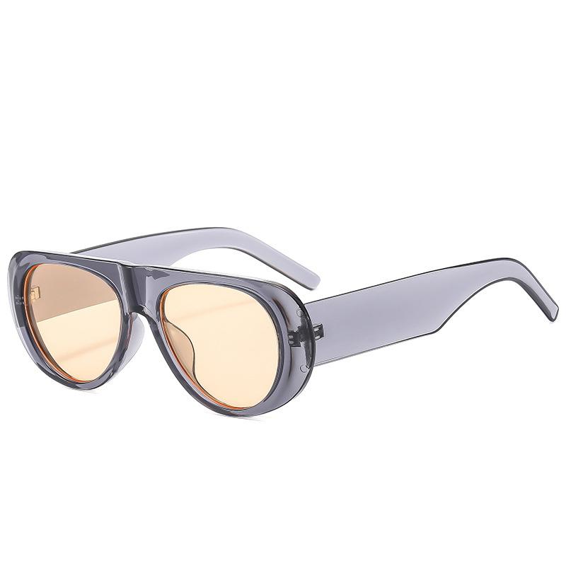 Vintage Big Frame Ellipse Women Square Sunglasses Brand Black Round Cool Men Sunglasses One Piece Designer Pilot Sun Glasses